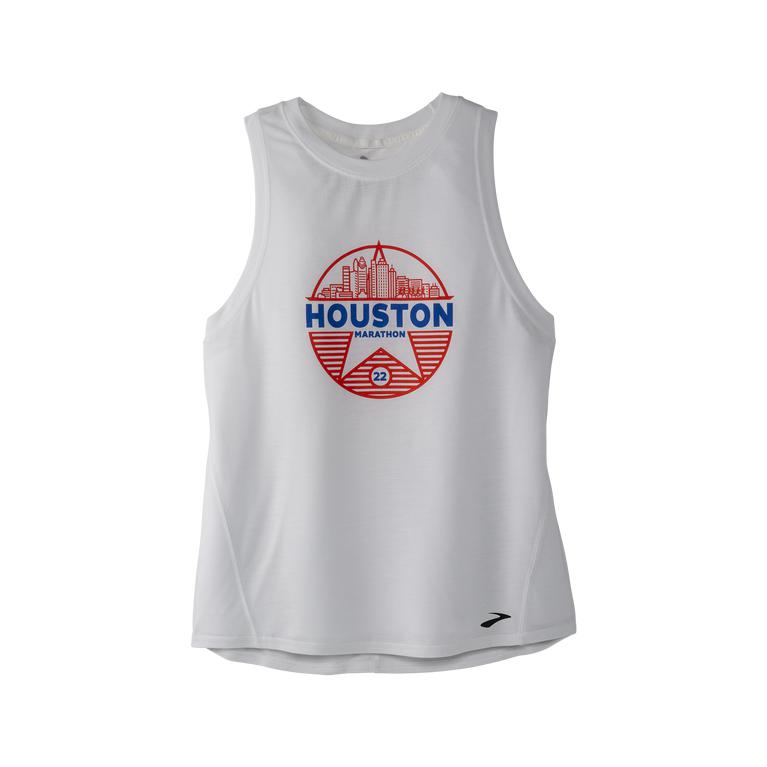 Brooks HOUSTON22 DISTANCE GRAPHIC Running Tank Top Womens Canada - White/26.2 Star (SYJ043296)